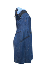 Current Boutique-Akris - Blue Multi Print Mini Shift Dress Sz 12
