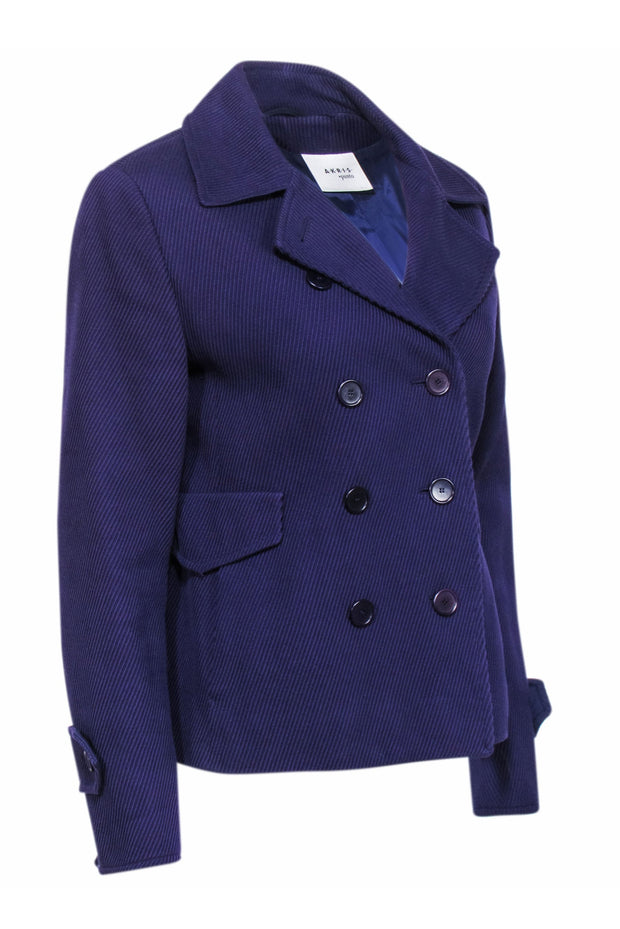 Current Boutique-Akris - Purple Ribbed Double Breasted Jacket Sz 8