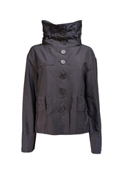 Akris Punto - Dark Navy Button-Up Collared Jacket Sz 8 - Current Boutique