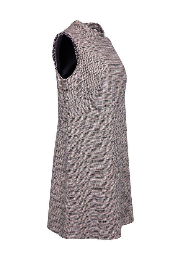 Current Boutique-Akris Punto - Pink Multicolor Tweed Mock Neck Dress Sz 14