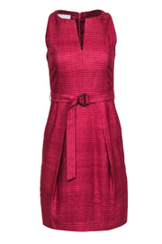 Current Boutique-Akris Punto - Red Line Textured Sleeveless Waist Sash Dress Sz 4