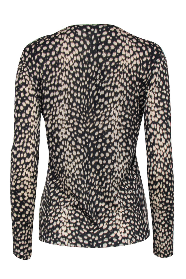 Current Boutique-Akris - Olive & Cream Speckled Print Long Sleeve Sz 12