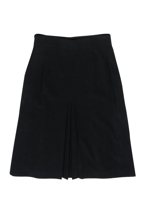 Current Boutique-Akris - Black Wool Pleated Skirt Sz 6