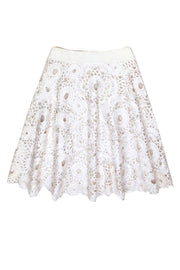 Current Boutique-Akris - Ivory Eyelet Lace A-Line Skirt Sz 8