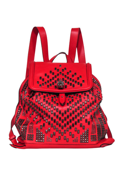 Current Boutique-Alexander McQueen - Red Leather Studded Front Backpack