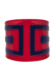 Current Boutique-Alexander McQueen - Red & Navy Geometric Print Cuff Bracelet