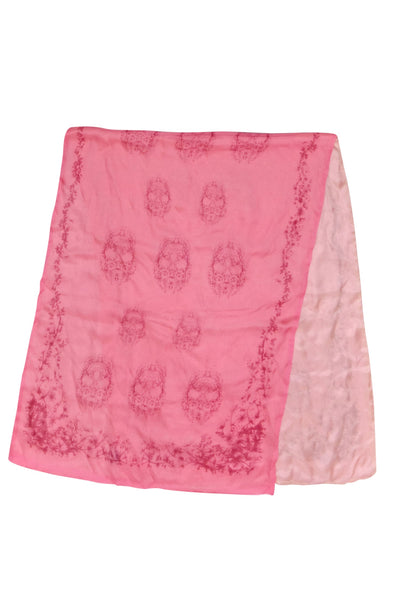 Current Boutique-Alexander McQueen - Pink Two Tone Skull Motif Scarf