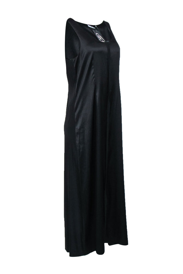 Current Boutique-T by Alexander Wang - Black Satin Sleeveless Maxi Dress Sz 10