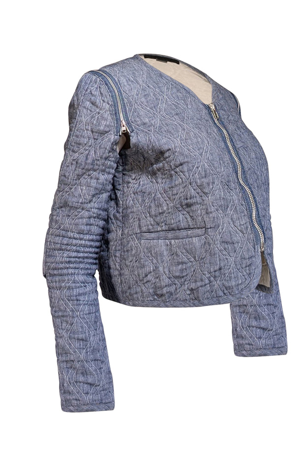 Current Boutique-Alexander Wang - Blue Chambray Quilted Jacket Sz 8
