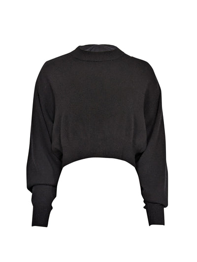 Current Boutique-Alexander Wang - Black Long Sleeve w/ Tan Back Mesh Detail Sweater Sz S