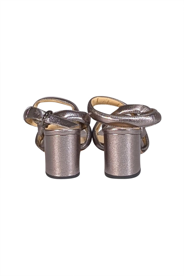 Alexandre Birman - Silver Gunmetal Metallic Strappy Sandals Sz 9.5 - Current Boutique