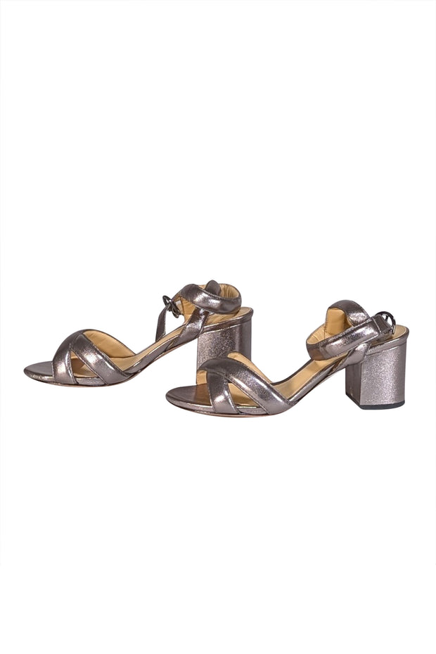 Alexandre Birman - Silver Gunmetal Metallic Strappy Sandals Sz 9.5 - Current Boutique
