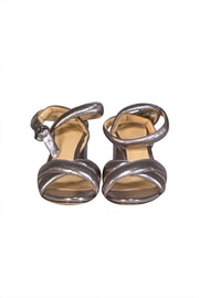Alexandre Birman - Silver Gunmetal Metallic Strappy Sandals Sz 9.5 - Current Boutique