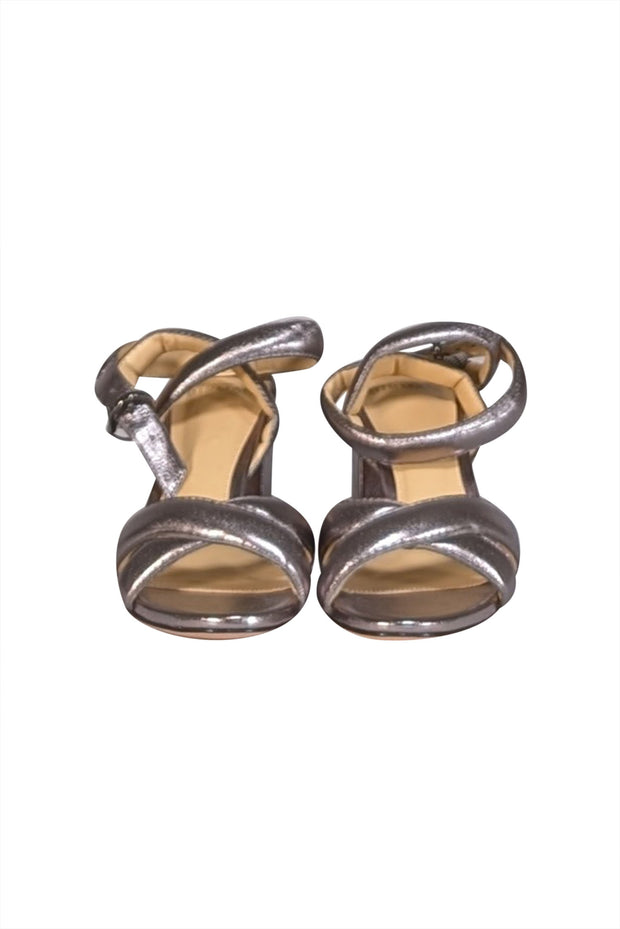 Alexandre Birman - Silver Gunmetal Metallic Strappy Sandals Sz 9.5 - Current Boutique