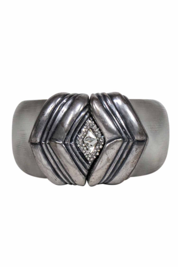 Current Boutique-Alexis Bittar - Silver Large Cuff w/ Jewel Detail Bracelet