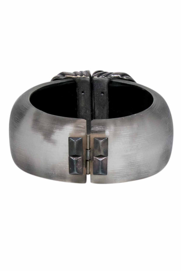 Current Boutique-Alexis Bittar - Silver Large Cuff w/ Jewel Detail Bracelet