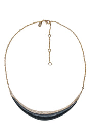 Current Boutique-Alexis Bittar - Black Lucite Crescent w/ Rhinestone Detail Necklace