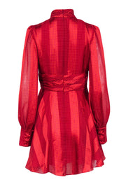 Current Boutique-Alexis - Red & Orange Geometric Printed Satin Dress Sz M