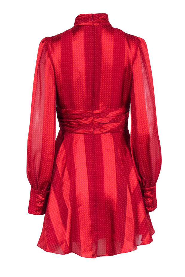 Current Boutique-Alexis - Red & Orange Geometric Printed Satin Dress Sz M