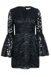 Current Boutique-Alexis - Black Embroidered Lace Bell Sleeve Dress Sz S