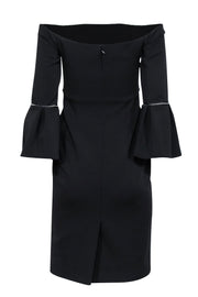 Current Boutique-Alexis - Black Off The Shoulder Dress w/ Bell Sleeves & Fabric Trim Sz S