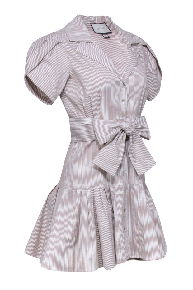 Current Boutique-Alexis - Beige & White Stripe Short Sleeve Mini Dress Sz S