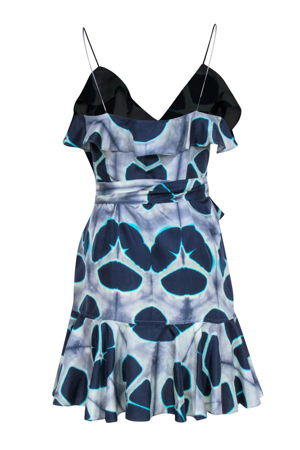 Current Boutique-Alexis - Blue "Kalani" Silk Wrap Mini Dress Sz S