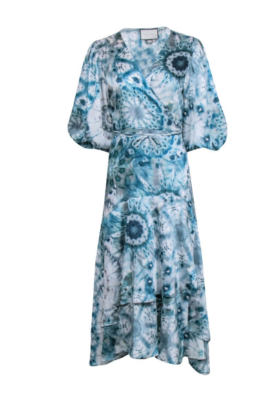 Current Boutique-Alexis - Teal Blue Tie-Dye Wrap Maxi Dress Sz XL
