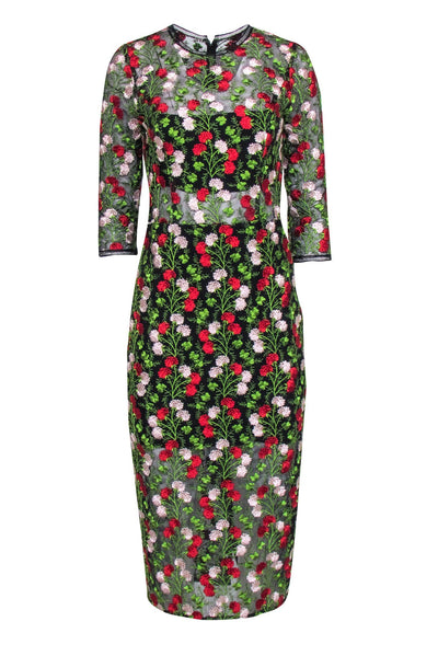 Current Boutique-Alexis - Black & Multi Color Floral Embroidered Dress Sz L