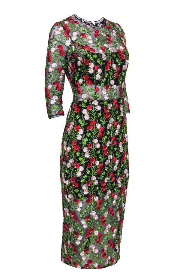 Current Boutique-Alexis - Black & Multi Color Floral Embroidered Dress Sz L