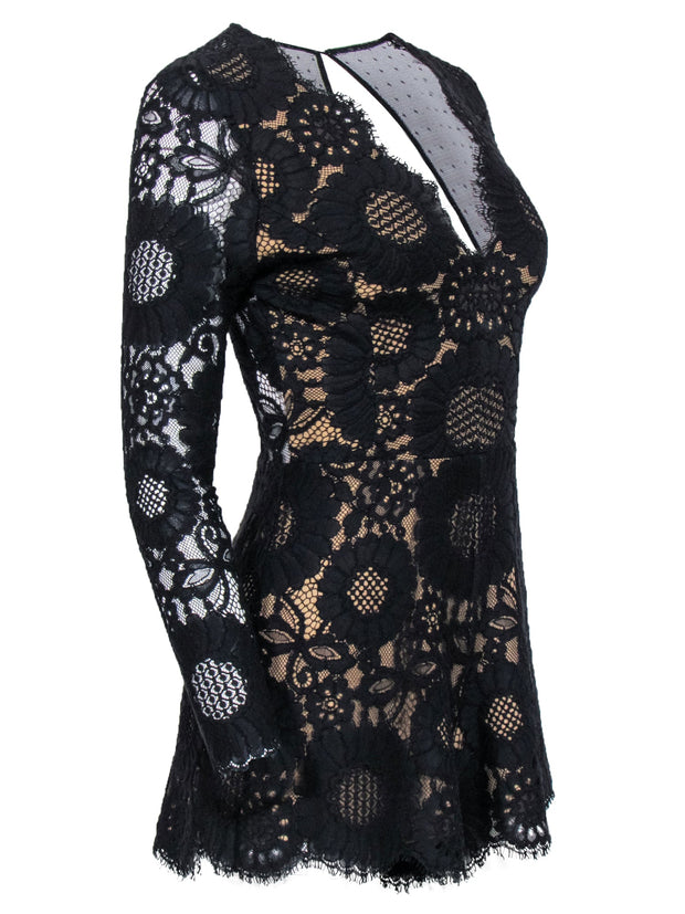 Current Boutique-Alexis - Black Lace Long Sleeve Romper Sz S
