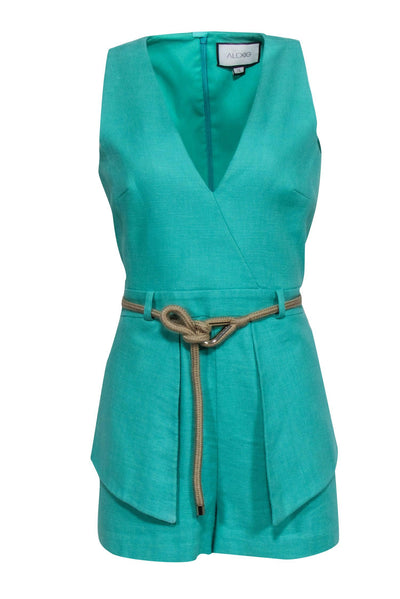 Current Boutique-Alexis - Green Sleeveless Belted Romper Sz XL