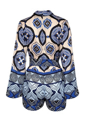 Current Boutique-Alexis - Blue, Navy, & Cream Print Romper Sz XS