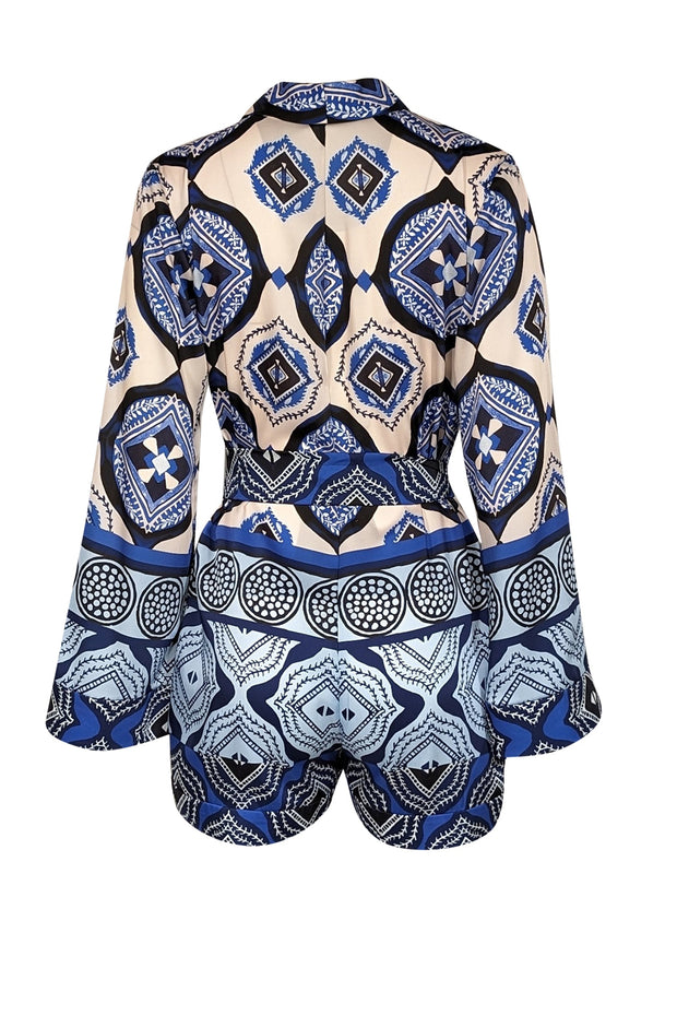 Current Boutique-Alexis - Blue, Navy, & Cream Print Romper Sz XS