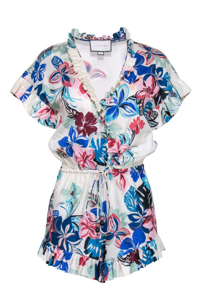 Current Boutique-Alexis - White & Multi Color Floral Cotton Romper Sz XS
