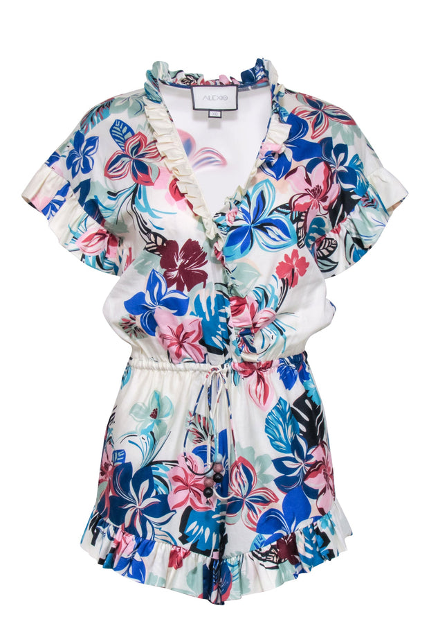 Current Boutique-Alexis - White & Multi Color Floral Cotton Romper Sz XS