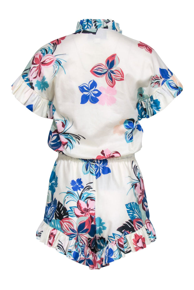 Current Boutique-Alexis - White & Multi Color Floral Cotton Romper Sz XS