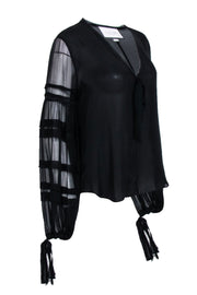 Current Boutique-Alexis - Black Silk Semi Sheer Blouse Sz M