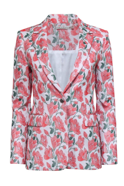 Current Boutique-Alice & Olivia - Metallic Pink Floral Blazer Sz 2