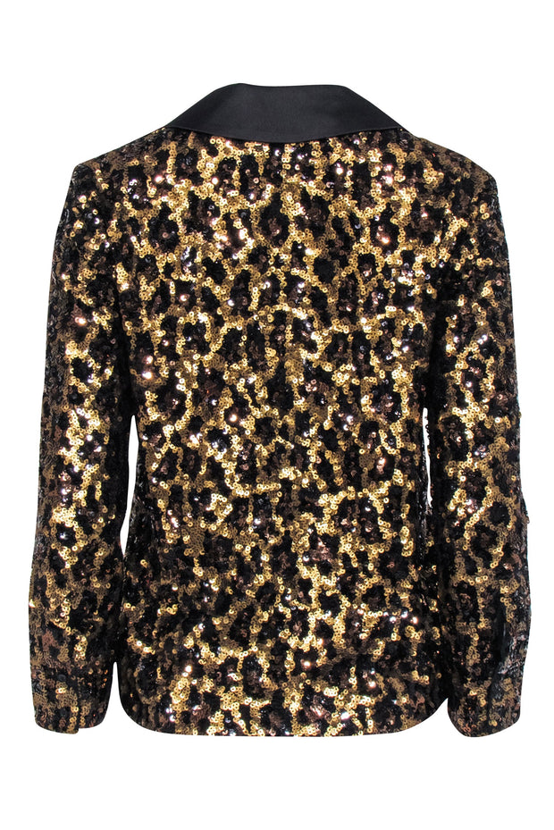 Current Boutique-Alice & Olivia - Black & Brown Leopard Sequin "Keir" Blazer Sz XS