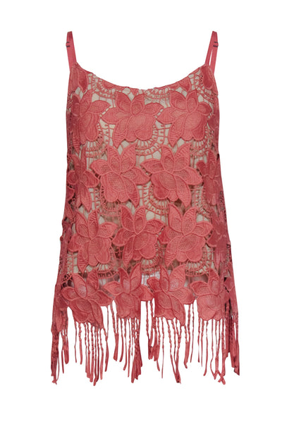 Current Boutique-Alice & Olivia - Salmon Embroidered Sleeveless Top Sz 12