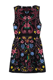 Current Boutique-Alice & Olivia - Black Sleeveless Dress w/ Multi Color Floral Embroidery Sz 0