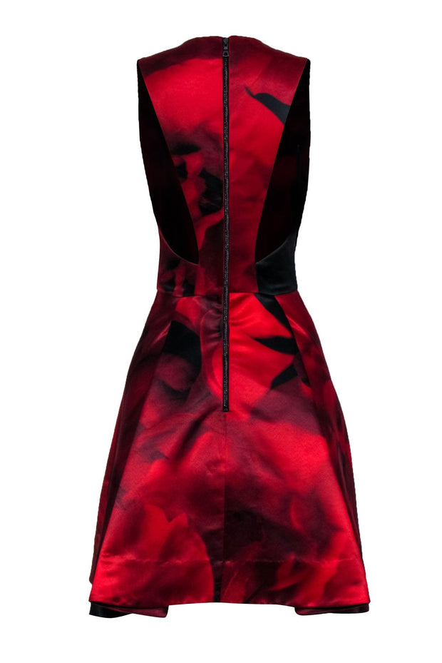 Current Boutique-Alice & Olivia - Red & Black Rose Print Sleeveless Dress Sz 0