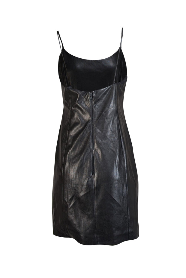 Alice & Olivia - Black Faux Leather Sleeveless Mini Dress Sz 14 - Current Boutique