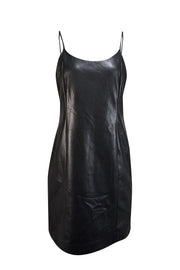 Alice & Olivia - Black Faux Leather Sleeveless Mini Dress Sz 14 - Current Boutique