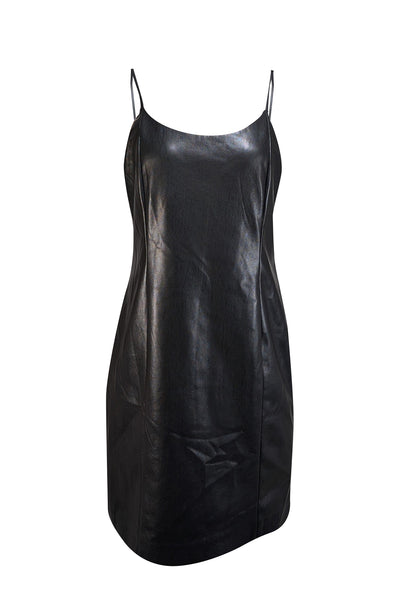 Alice & Olivia - Black Faux Leather Sleeveless Mini Dress Sz 14 - Current Boutique