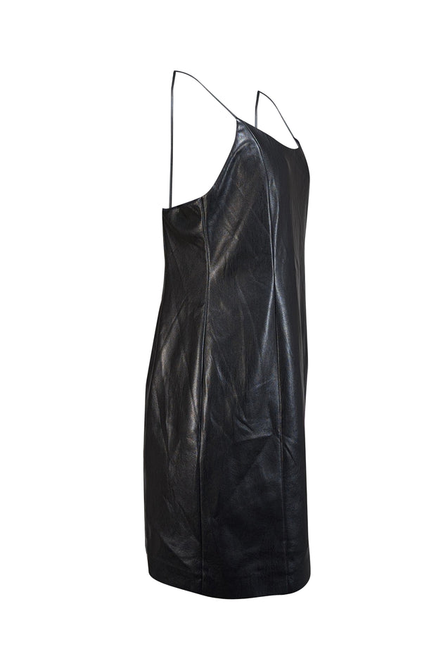 Alice & Olivia - Black Faux Leather Sleeveless Mini Dress Sz 14 - Current Boutique