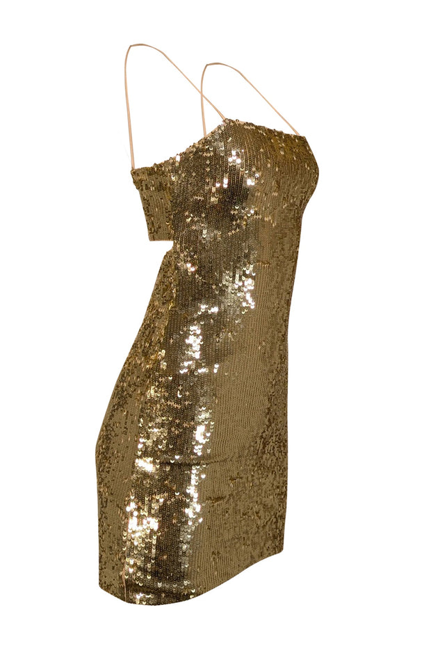 Current Boutique-Alice & Olivia - Pale Gold Sequined Mini Dress Sz 4