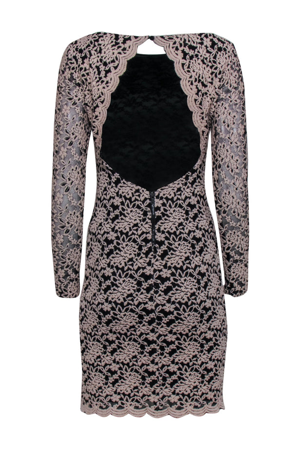 Current Boutique-Alice & Olivia - Blush Embroidery On Black Cocktail Dress Sz 6