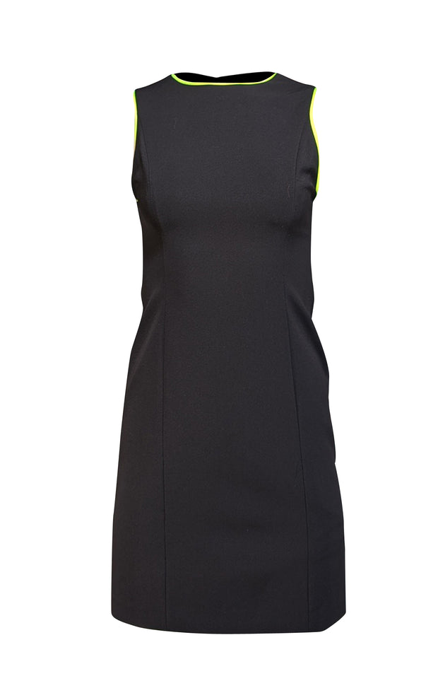 Alice & Olivia - Black Sleeveless Dress w/ Neon Trim Sz 2 - Current Boutique